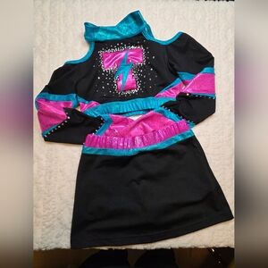 Varsity Cheer / Dance Costume Set – Pink Teal Metallic • Youth 27 • Top + Shorts